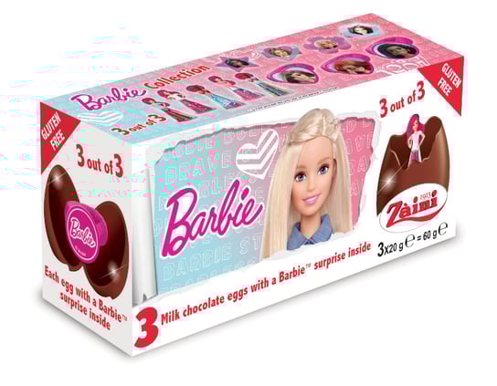 Zaini, czekoladowe jajka z niespodzianką Barbie, 3 sztuki Zaini