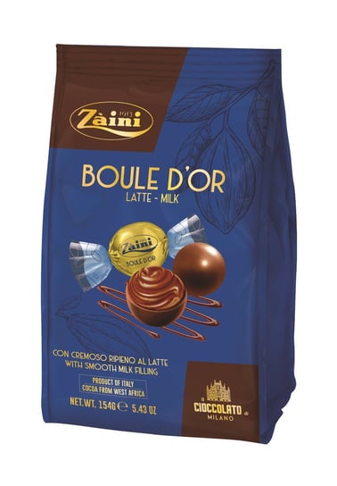 Zaini, praliny czekoladowe nadziewane Boule D'Or Latte, 154 g Zaini