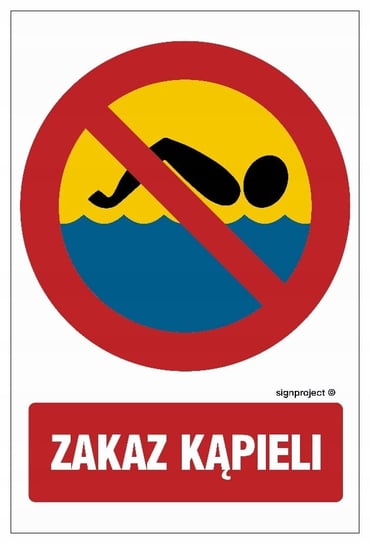 Zakaz kąpieli - tablica znak 20 X 30 CM, PŁYTA pcv LIBRES POLSKA SP LIBRES