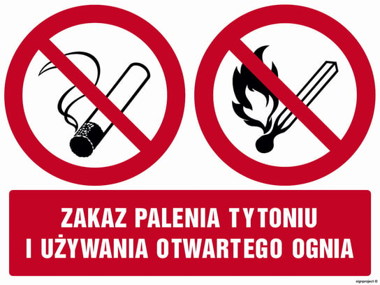 Zakaz Palenia Tytoniu I Używania Otwartego Ognia 30 X 22,5 Cm Pn  Płyta 1Mm Libres Polska Sp LIBRES