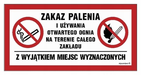 Zakaz palenia używania ognia terenie TABLICA 40X20 LIBRES POLSKA SP LIBRES