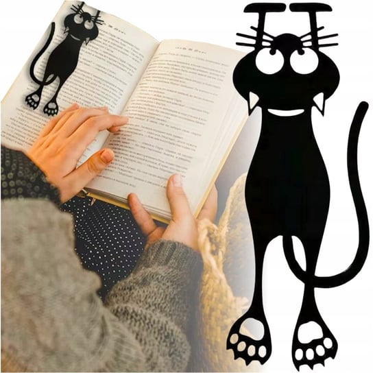 Zakładka do książki unikalna kotek zabawna czarny kot urocza na prezent Edibazzar
