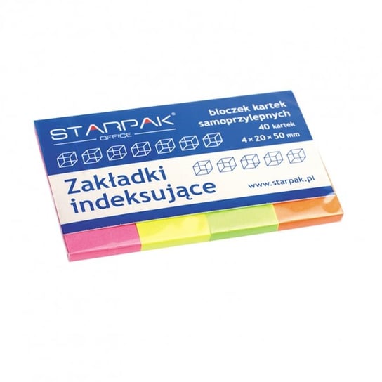 Zakładki indeksujące, 4 fluo kolory Starpak