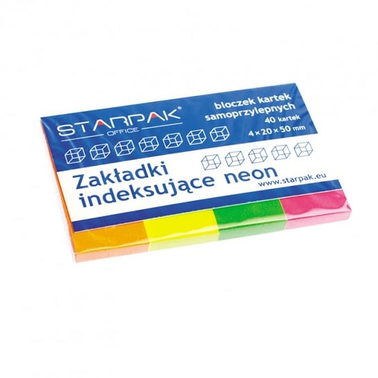 Zakładki indeksujące, 4 neonowe kolory Starpak