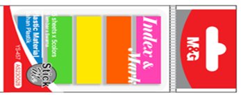 Zakładki indeksujące foliowe, 5 kolorów fluo po 25 szt., 4,4 cm x 2,1 cm, MG MG