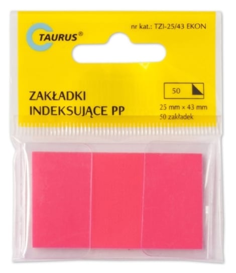 Zakładki Indeksujące Plastikowe 25X43Mm X50 Różowa Taurus