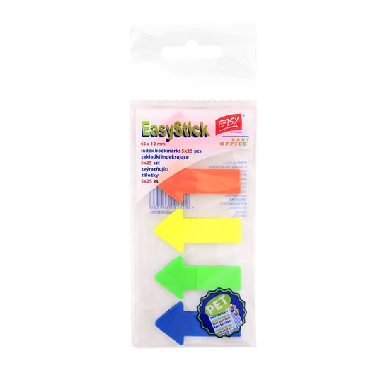 Zakładki indeksujące plastikowe neonowe, 5 kolorów Easy