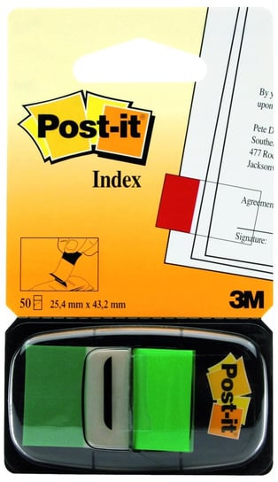 Zakładki indeksujące Post-it®, szerokie, zielone, 25,4x43,2mm, 50 zakładek Post-it