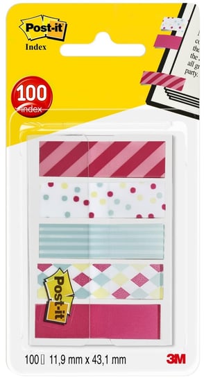 Zakładki Post-it® Mini, kolorowe z cukierkowym motywem,11,9x43,2mm,5x20 zakładek Post-it