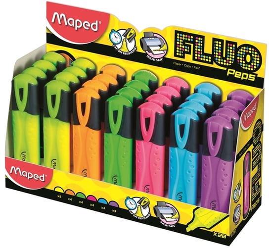 Zakreślacze Fluo peps, mix kolorów,28 sztuk Maped