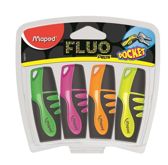 Zakreślacze Fluo peps pocket mini, 4 kolory Maped