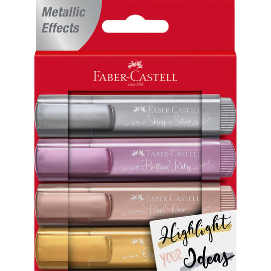 Zakreślacze metaliczne, 4 kolory, Faber-Castell Faber-Castell