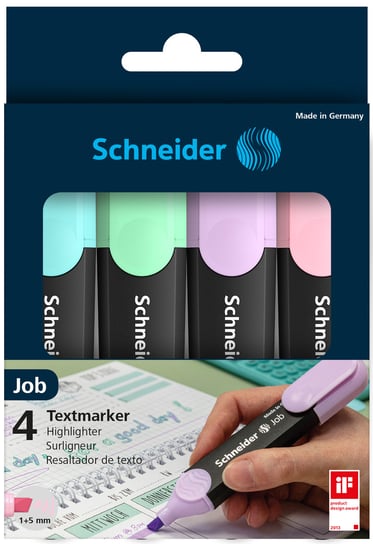 Zakreślacze Schneider Job Pastel, 1-5mm (linia), 4 sztuki Schneider