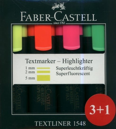 Zakreślacze, Textliner, 4 kolory Faber-Castell