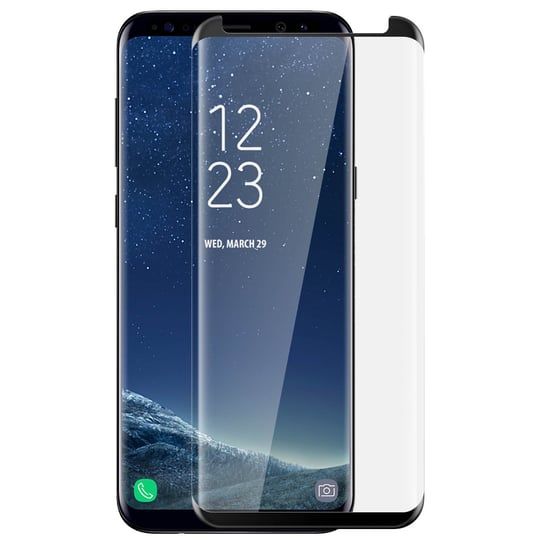 Zakrzywione szkło ochronne 9H na ekran do Samsunga Galaxy S8, kolorowe krawędzie – czarne Avizar