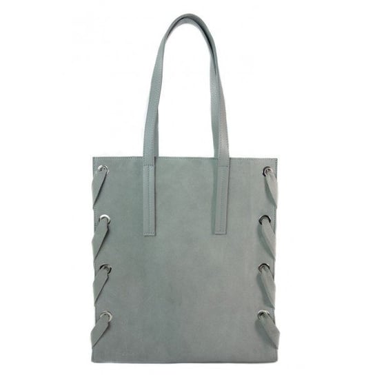Zamszowa torba Shopper bag ,duży worek, kółka, Vera Pelle pojemny Szara WK745G Vera Pelle