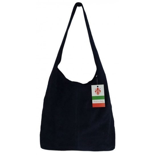 Zamszowy worek , Włoska skórzana torba xl a4 Granatowy shopper bag W356BS Vera Pelle