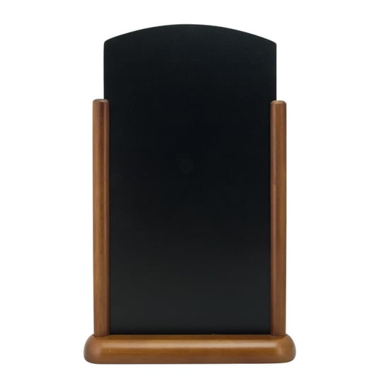 Zaokrąglona tabliczka kredowana stół z lakierowaną, drewnianą podstawką (kolor brązowy) 32,3x27x7,1 cm Securit
