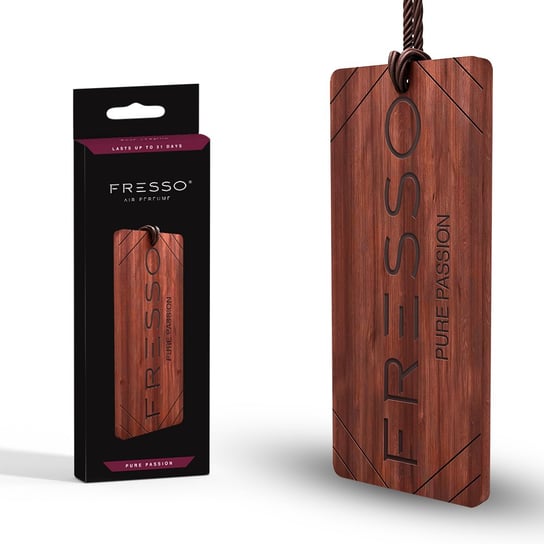 Zapach samochodowy FRESSO - drewniana zawieszka, Pure Passion FRESSO
