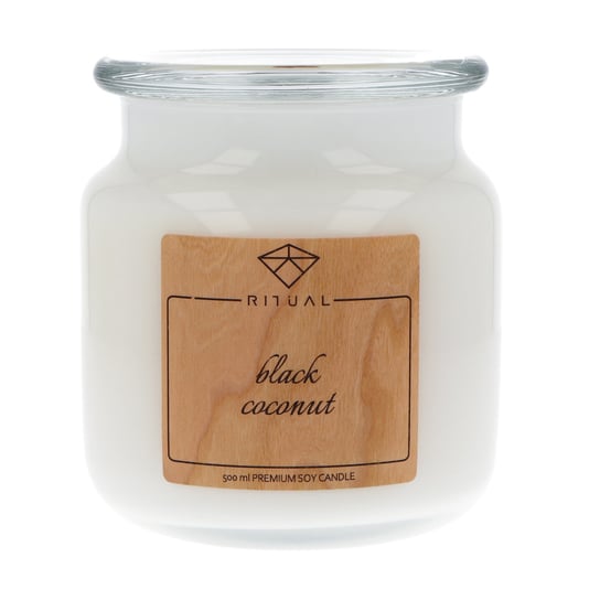 Zapachowa świeca sojowa Moma Fragrances, 500 ml o zapachu Black Cocnut Ritual
