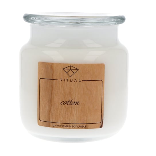 Zapachowa świeca sojowa Moma Fragrances, 500 ml o zapachu Cotton Ritual