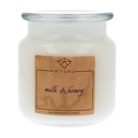 Zapachowa świeca sojowa Moma Fragrances, 500 ml o zapachu Milk & Honey Ritual