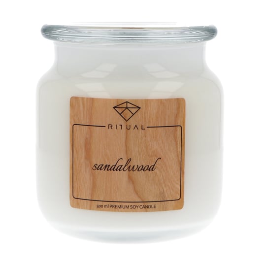 Zapachowa świeca sojowa Moma Fragrances, 500 ml o zapachu Sandalwood Ritual