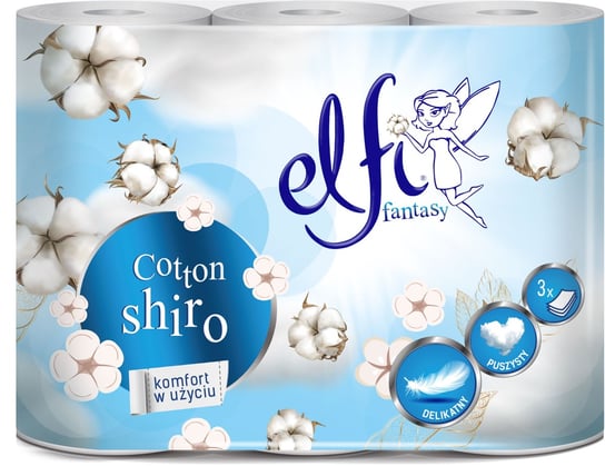 ZAPACHOWY Papier toaletowy ELFI Fantasy Cotton Shiro 3W 6szt. BIAŁY Elfi