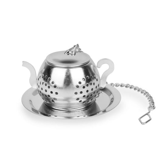 Zaparzacz do herbaty TADAR Imbryk z podstawką, srebrny Tadar