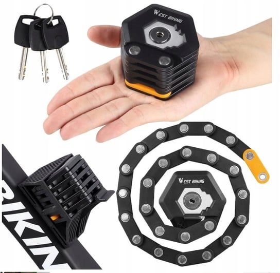 Zapięcie Zabezpieczenie Rowerowe Mocne Składane Łańcuch Ulock Fold Lock West Biking