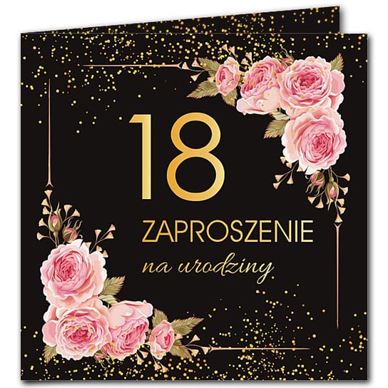 Zaproszenia na 18 Urodziny Czarne Kwiaty Rose Gold / Cocobird Cocobird