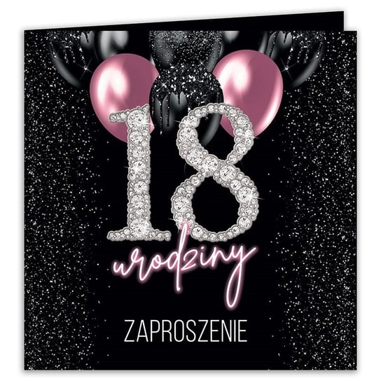 Zaproszenia na 18 urodziny Pink Balloon Diamond 10szt (+koperty) sklepyKOKA
