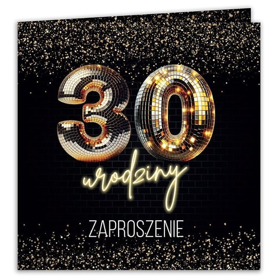 Zaproszenia na 30 urodziny Gold Neon Disco 10szt (+koperty) sklepyKOKA