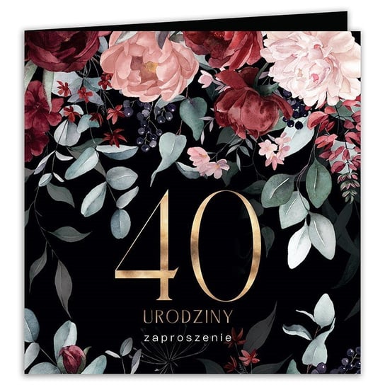 Zaproszenia na 40 urodziny czarne eleganckie 10szt (+koperty) sklepyKOKA