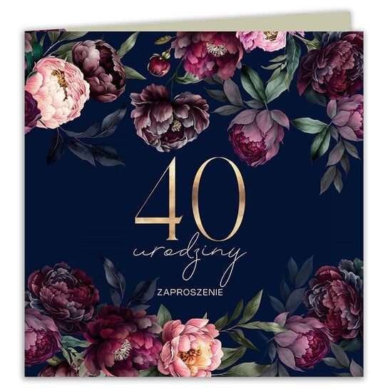 Zaproszenia na 40 urodziny granatowe z burgundem 10szt (+koperty) sklepyKOKA