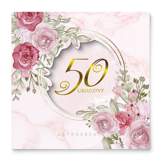 Zaproszenia na 50 urodziny gotowe. Złocona okładka. 62972 Forum Design Cards