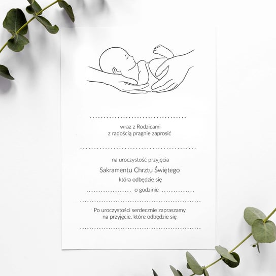 Zaproszenia na chrzest Święty minimalistyczne ze szkicowanym dzieckiem - Little Baby - 5 sztuk LILY ZAPROSZENIA