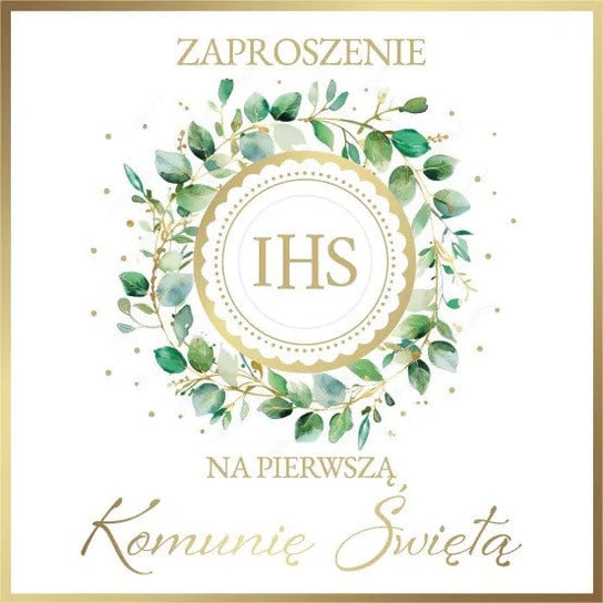 Zaproszenia na komunię IHS w eukaliptusach komunijne komunia ZPA-62/10 10szt Armin Style
