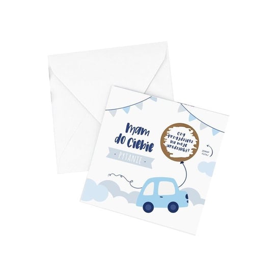Zaproszenia na urodzinki autka ze zdrapką, 10szt (+koperty) NiebieskiStolik