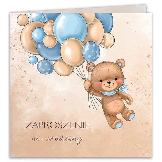 Zaproszenia na urodziny chłopca Miś i baloniki błękit 10szt (+koperty) sklepyKOKA