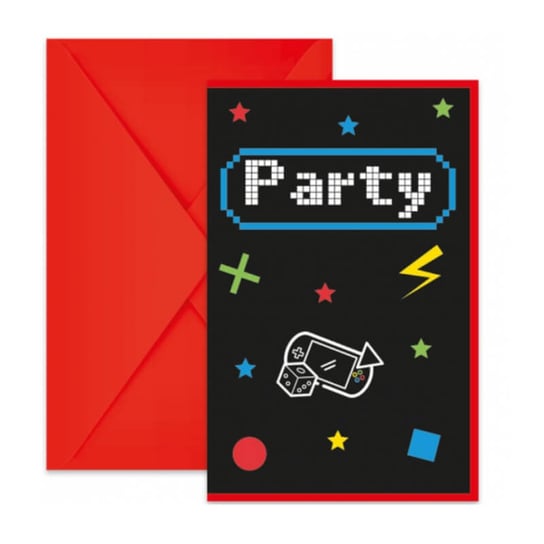 Zaproszenia Na Urodziny Gaming Party, 6 Szt. Procos