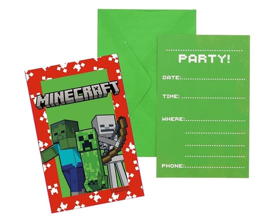 Zaproszenia urodzinowe Minecraft, 6 szt. Procos