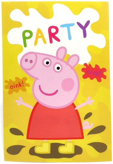 Zaproszenia urodzinowe z kopertami Świnka Peppa 5 W&O