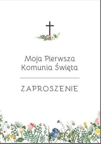 Zaproszenie I Komunia Święta POLNE - 5 szt. w zestawie CUDOWIANKI
