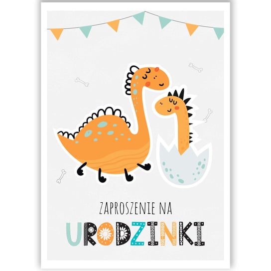 Zaproszenie na 1 2 3 4 urodziny roczek urodzinki Dinozaury Cardie
