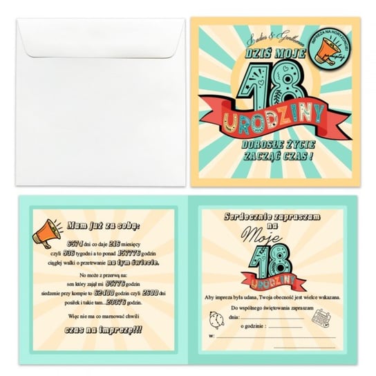 Zaproszenie na 18 urodziny dodatkowo magnes na lodówkę!  63296 Forum Design Cards