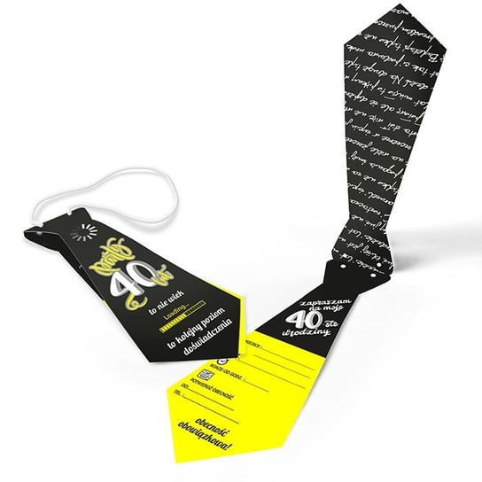 Zaproszenie na 40 urodziny NOWOŚĆ kartonowe zaproszenie w formie krawata z gumką 63213 Forum Design Cards