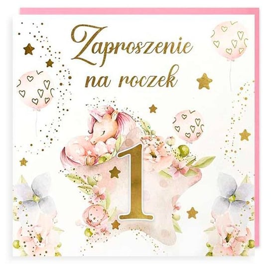 Zaproszenie na Pierwsze Urodziny dla Dziewczynki mix 5 szt PMZ109 Kukartka