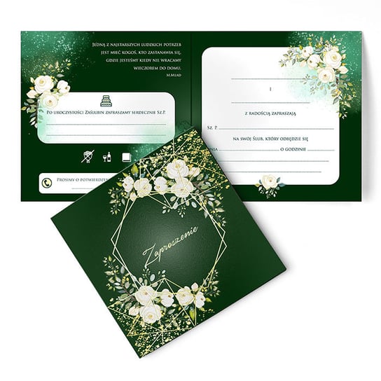 Zaproszenie na ślub z przyjęciem złocone, Zestaw 5 szt. 63222 Forum Design Cards