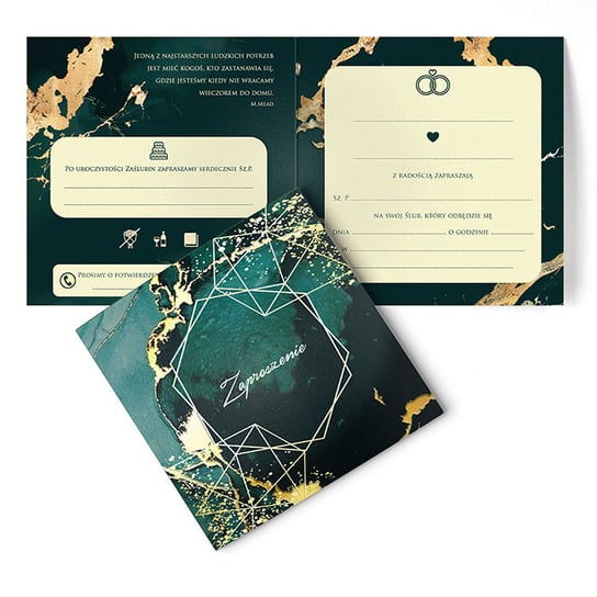 Zaproszenie na ślub złocone na ślub i przyjęcie koperta 63223 Forum Design Cards